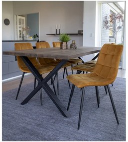 Комплект от 2 трапезни стола с кадифена тапицерия в горчичножълт цвят Middelfart - House Nordic