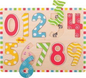 Bigjigs - Дървен пъзел - Цифри - От 0 до 9