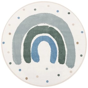 Детски килим в цвят слонова кост и зелено ø133 cm Joyful Mint – FD