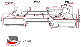Ъглов диван Cotere Bis-Gray-Black-Right