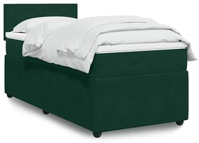 3287635 vidaXL Боксспринг легло с матрак, тъмнозелено, 90x200 см, кадифе