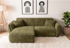Зелен шенилов ъглов диван (ляв ъгъл) Nelia – Ropez