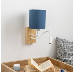 Brilagi - LED Аплик NUBILA WOOD 1xE27/25W/230V+ LED/3W дъб/тъмносин