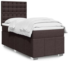 3291568 vidaXL Боксспринг легло с матрак, тъмнокафяво, 90x200 см, плат