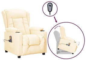 3093453 vidaXL Изправящ масажен стол, кремав, изкуствена кожа