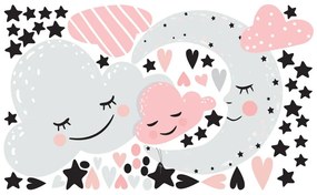 Розов стикер за стена Луна и облаци Любов в звездите - Ambiance