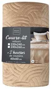Светлокафяво комплект шалте и калъфка за възглавница 240x260 cm Solange – douceur d'intérieur