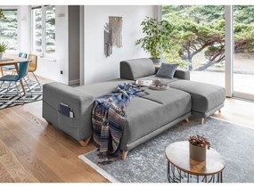 Сив разтегателен/с място за съхранение ъглов диван Classy Sophie – Miuform