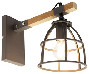 Интелигентна стенна лампа тъмно сива с дърво регулируема с WiFi A60 - Arthur