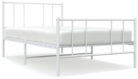 352538 vidaXL Метална рамка за легло с горна и долна табла, бяла, 80x200 см