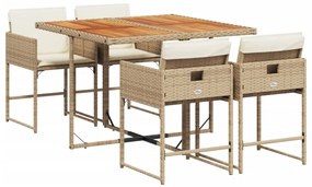 3211264 vidaXL Градински комплект с възглавници, 5 части, бежов полиратан