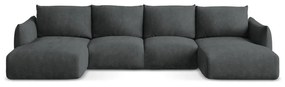 Тъмносив шенилов сгъваем ъглов диван (U форма) Leila – Makamii