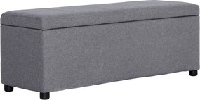 281317 vidaXL Пейка с отделение за съхранение, 116 см, светлосива, полиестер