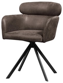 Тъмнокафяв тапициран трапезен стол с подлакътници Fenne – WOOOD