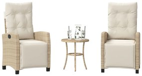 365252 vidaXL Бистро комплект с възглавници 3 части бежов полиратан