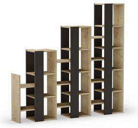 Черно-естествен стелаж от декор от дъб 158x151 cm Anissa – Marckeric