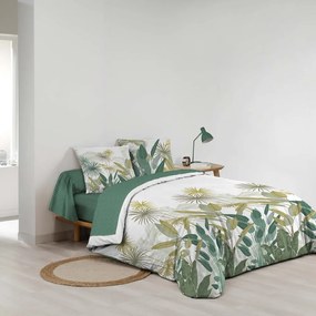 Бяло/зелено двойно удължено памучно спално бельо с включен долен чаршаф 6 части 240x220 cm Otika – douceur d'intérieur