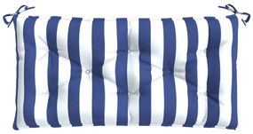 Възглавници за външни пейки 2 бр синьо-бели 100x50x7 см плат