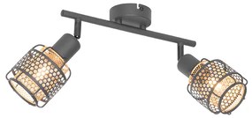 Дизайнерски таванен аплик черен със злато 2-светлина - Noud