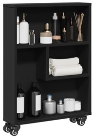 855224 vidaXL Тясна количка за съхранение черно 48x13x68 см инженерно дърво