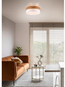 Бяло и естествено осветително тяло за таван с текстилен абажур Seasons – Trio