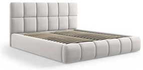 Светлосиво тапицирано кадифено двойно легло с място за съхранение с включена подматрачна рамка 180x200 cm Bellis – Micadoni