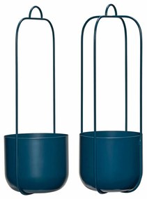 Сини метални висящи саксии в комплект от 2 бр. ø 16 cm Lotus - Hübsch