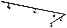 1-фазна релсова система с 5 прожектори черна със златен пръстен - Jeana