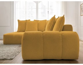 Шенилов сгъваем/с място за съхранение ъглов диван в цвят горчица (ляв ъгъл/L форма) Everest – Bobochic Paris