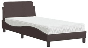 3208327 vidaXL Легло с матрак, тъмнокафяво, 90x200 см, плат