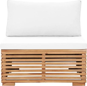 49374 vidaXL Градински междинен диванен модул кремава възглавница тик масив