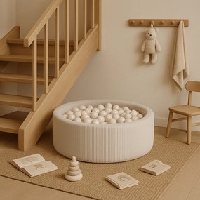 Кремав велурен басейн с топки ø 90x30 cm Montessori – Meowbaby