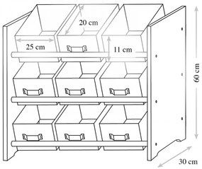 Шкаф за съхранение Kesper 1771613, За детска стая, 9 кутии от плат, 3 нива, Илюстрация, Сив