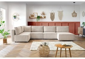Кремав променлив велурен U-образен ъглов диван Nihad modular - Bobochic Paris
