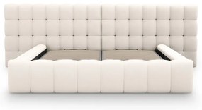 Кремаво тапицирано двойно легло с място за съхранение с включена подматрачна рамка 180x200 cm Mamaia – Micadoni Home