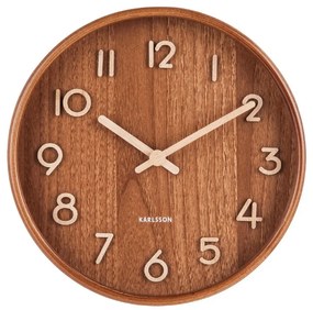 Кафяв стенен часовник от липово дърво Малък, ø 22 cm Pure - Karlsson