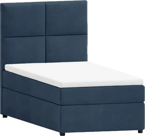 Тъмносиньо единично тапицирано легло с място за съхранение с включена подматрачна рамка 80x200 cm Lena – Ropez