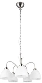 Бяло-сребристо висящо осветително тяло със стъклен абажур ø 55 cm Dobby – Trio