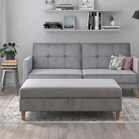 Светлосива кадифена табуретка Lilly – Støraa