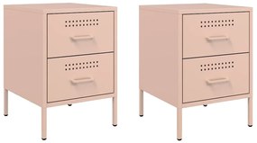 842925 vidaXL Нощни шкафчета, 2 бр, розови, 36x39x50,5 см, стомана