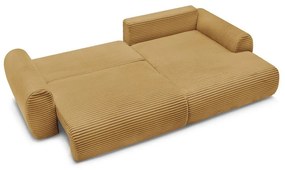 Разтегателен ъглов диван от рипсено кадифе в цвят горчица (десен ъгъл) Lucien – Bobochic Paris