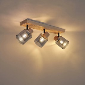 Модерен спот дърво с димно стъкло 3 светлини въртящ се и накланящ се - Gracy