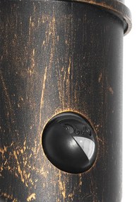 Външна стенна лампа антично злато IP54 с датчик за движение - Kiki