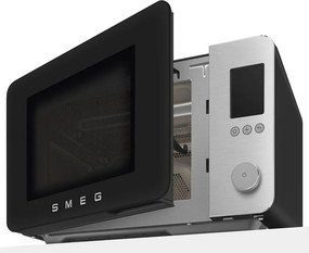 Комбинирана микровълнова фурна с горещ въздух SMEG Collezione MOC02BLMEU, 900W, 27 л, 25 програми, Плавно затваряне, Индивидуални настройки, Черен мат