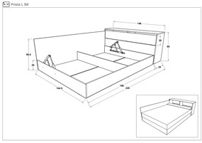 Легло + ракла за матрак 144/190 Приста L