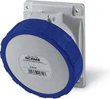 Scame Промишлен контакт 2P+Е 32A 200-250V IP66, 6h серия Optima панелен монтаж 84x106мм  - 418.3263