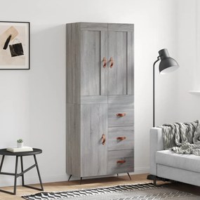 3199791 vidaXL Висок шкаф, сив сонома, 69,5x34x180 см, инженерно дърво