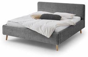 Тъмно сиво тапицирано двойно легло с място за съхранение с решетка 160x200 cm Mattis - Meise Möbel