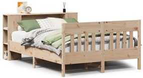 3323188 vidaXL Легло с етажерка за книги, без матрак, 140x190 см, бор масив