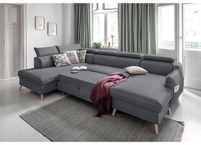 Тъмно сив U-образен разтегателен диван, ляв ъгъл Sweet Harmony - Miuform